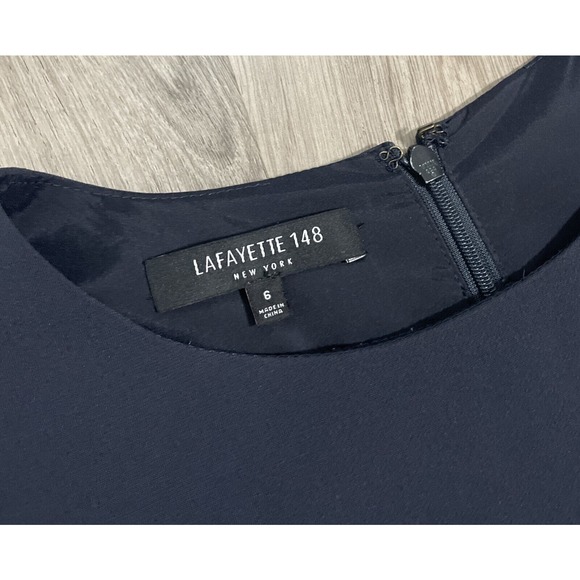Lafayette 148 Tory Shift Dress Deep Navy Size 6 - Picture 4 of 8